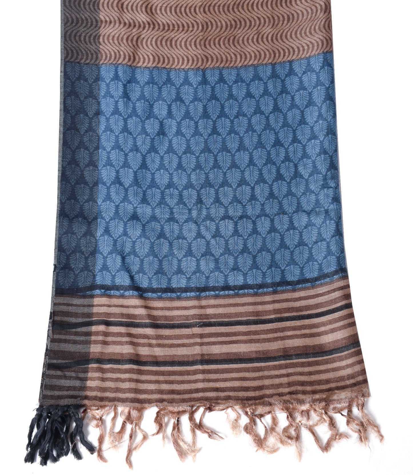 Sushila Vintage Pure Woolen Scrap Dupatta Brown Laheriya Printed Soft Long Stole