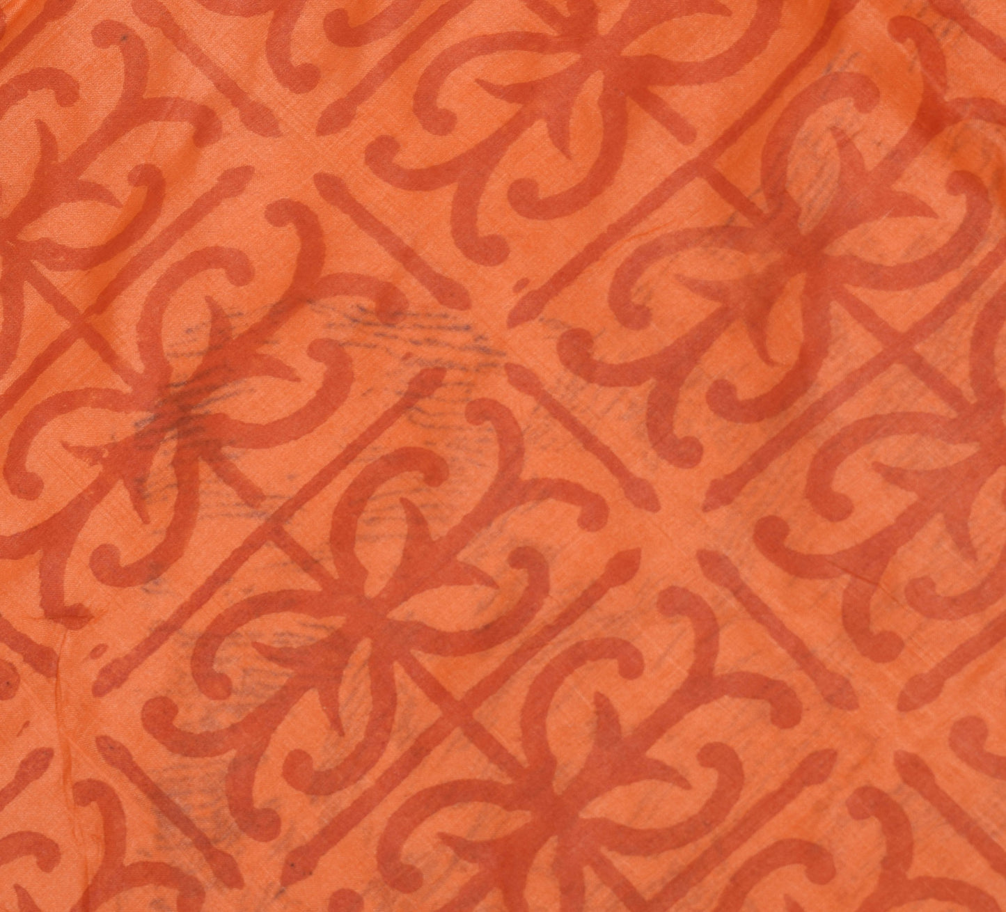 Sushila Vintage Orange Scrap Dupatta Pure Tussar Hand Block Printed Long Stole