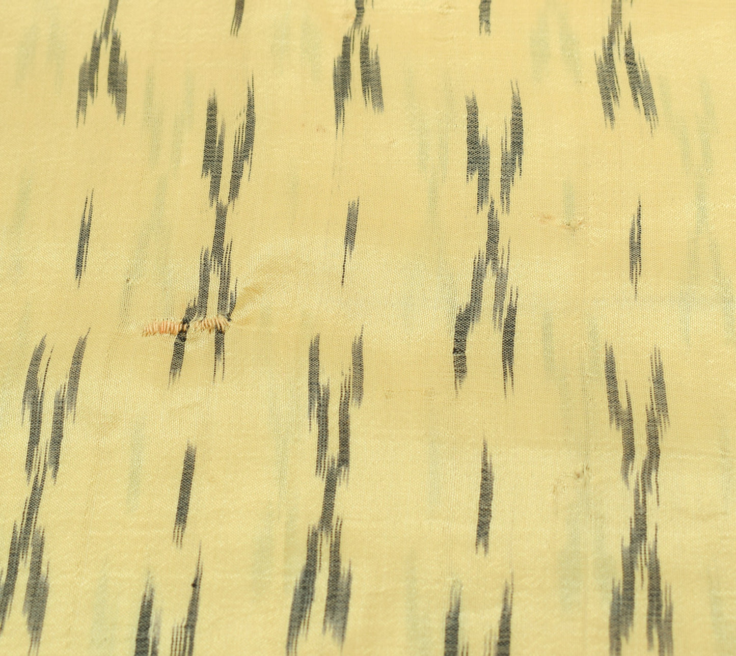 Sushila Vintage Cream Ikat Scrap Dupatta Pure Silk Hand Woven Remnant Long Stole