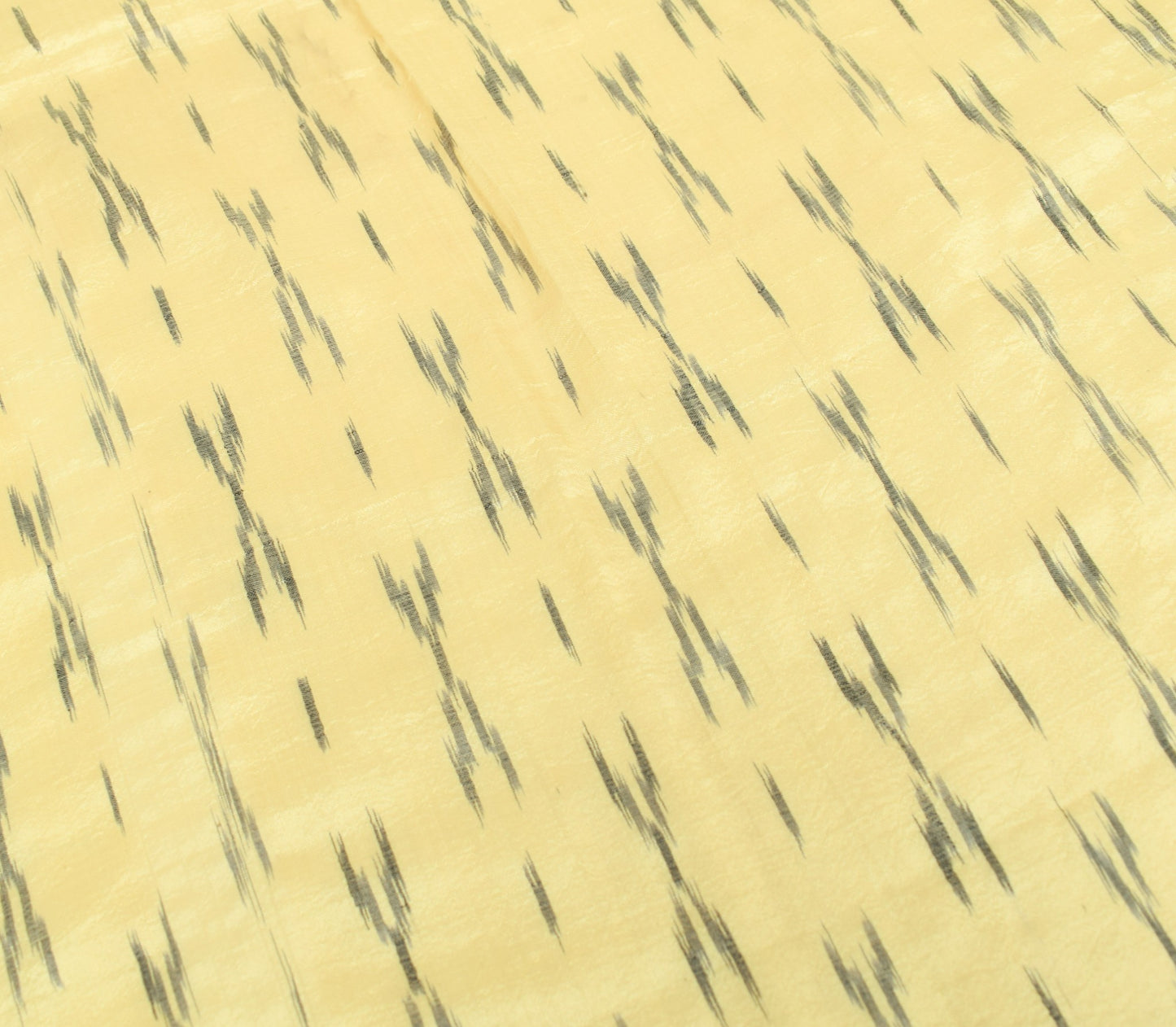 Sushila Vintage Cream Ikat Scrap Dupatta Pure Silk Hand Woven Remnant Long Stole