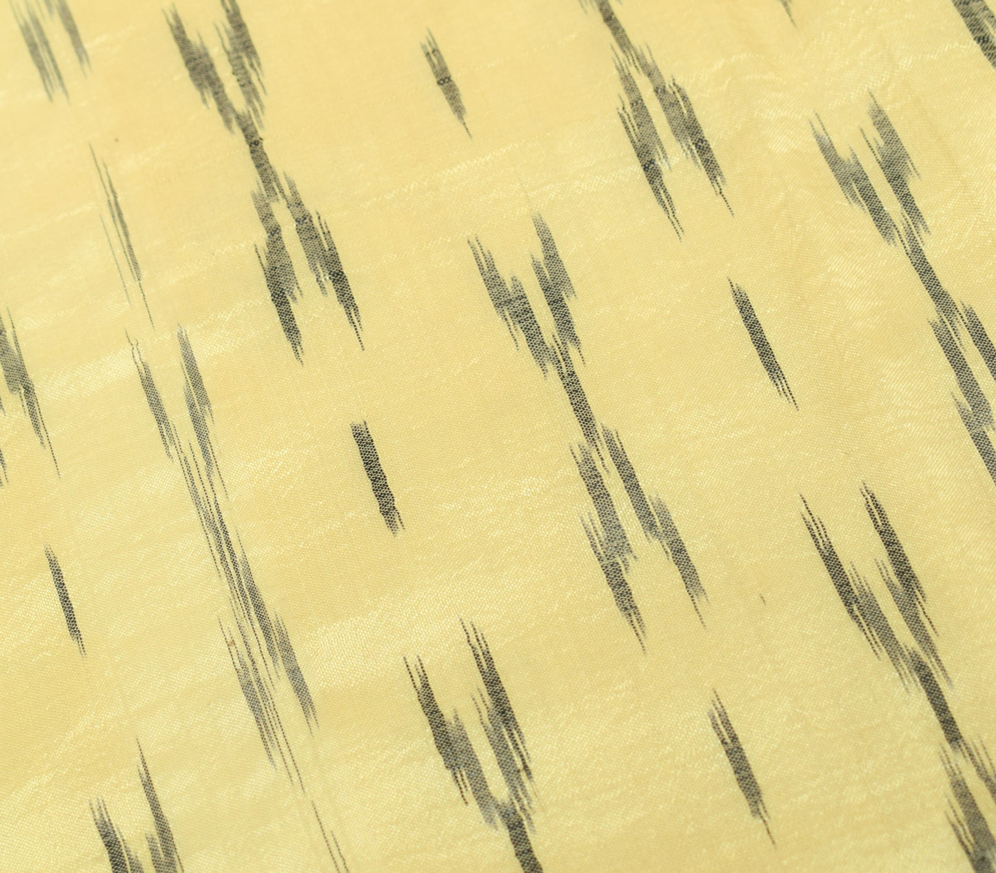 Sushila Vintage Cream Ikat Scrap Dupatta Pure Silk Hand Woven Remnant Long Stole