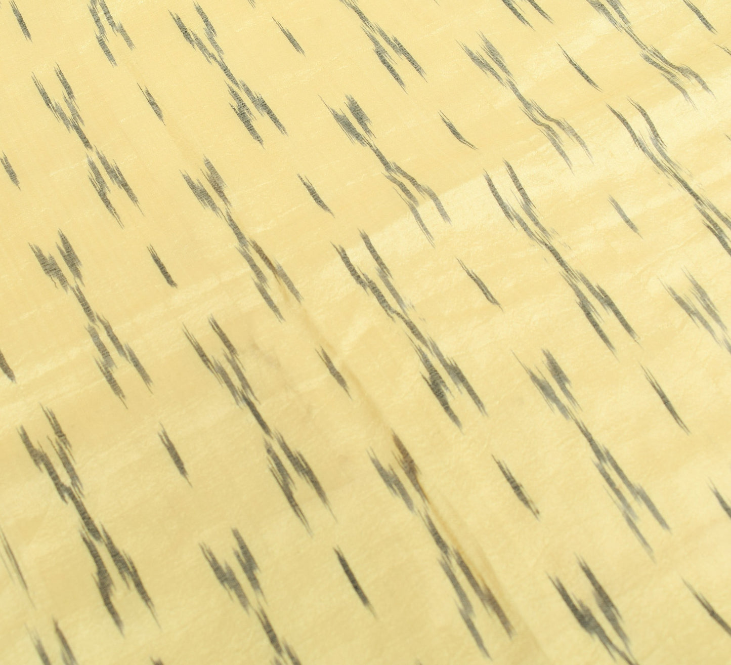 Sushila Vintage Cream Ikat Scrap Dupatta Pure Silk Hand Woven Remnant Long Stole
