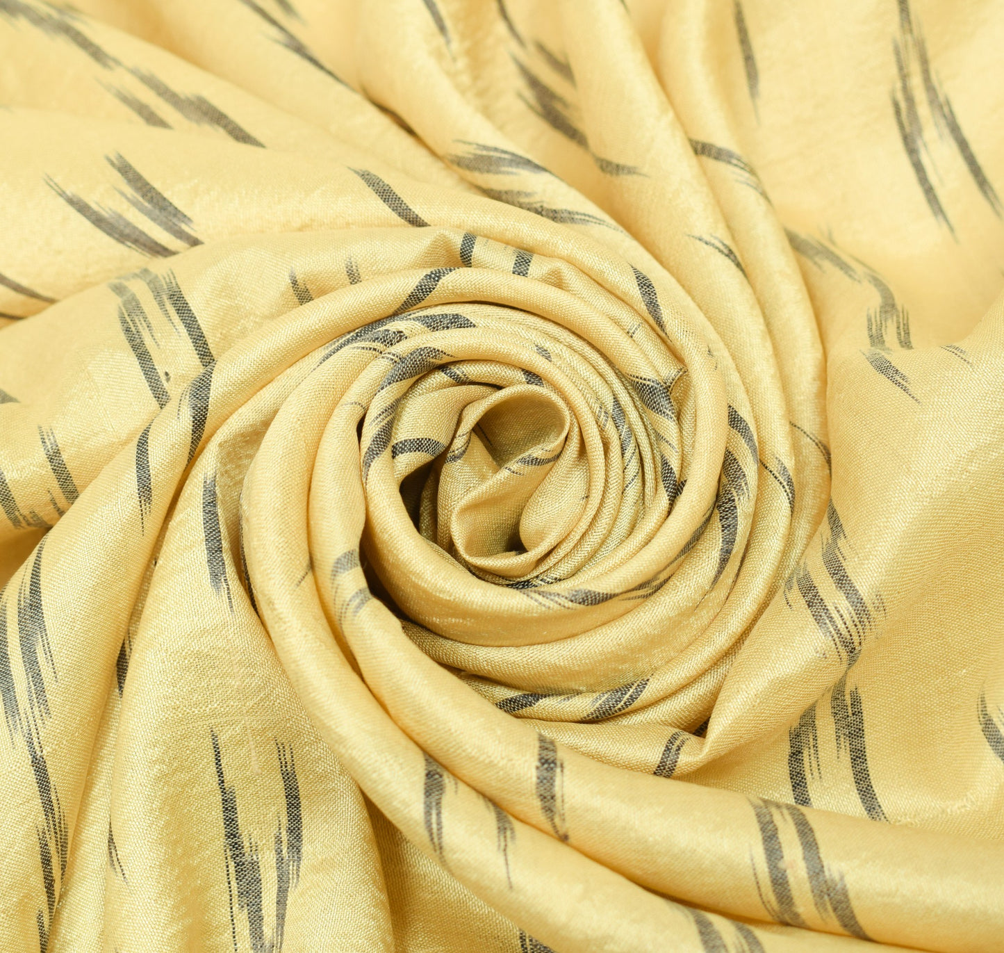 Sushila Vintage Cream Ikat Scrap Dupatta Pure Silk Hand Woven Remnant Long Stole