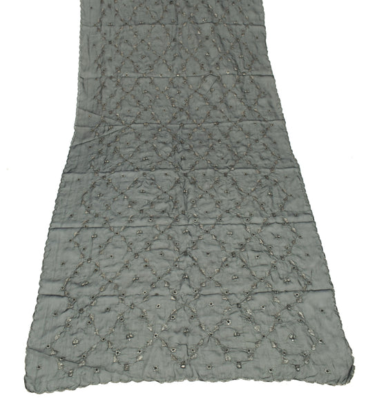 Sushila Vintage Art Silk Scrap Dupatta Zari Embroidered Black Floral Long Stole