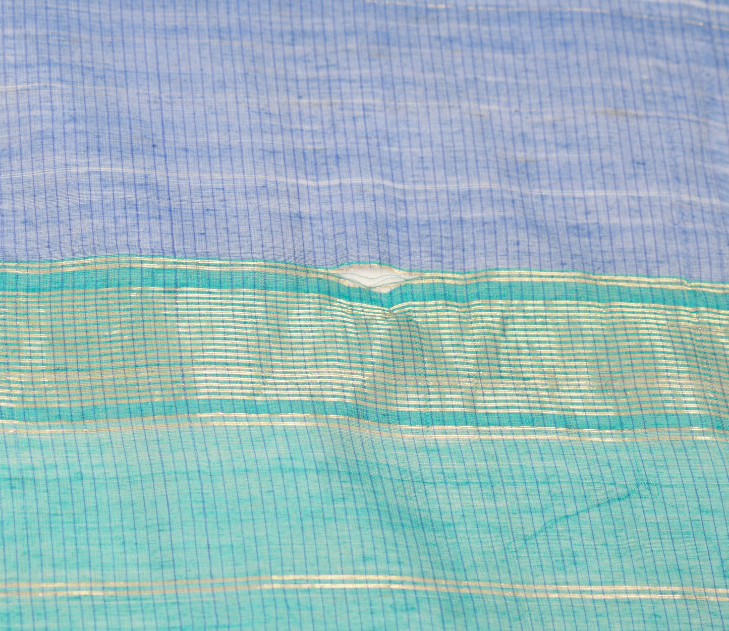 Sushila Vintage Hand Woven Scrap Dupatta Pure Cotton Blue Long Stole Scarves