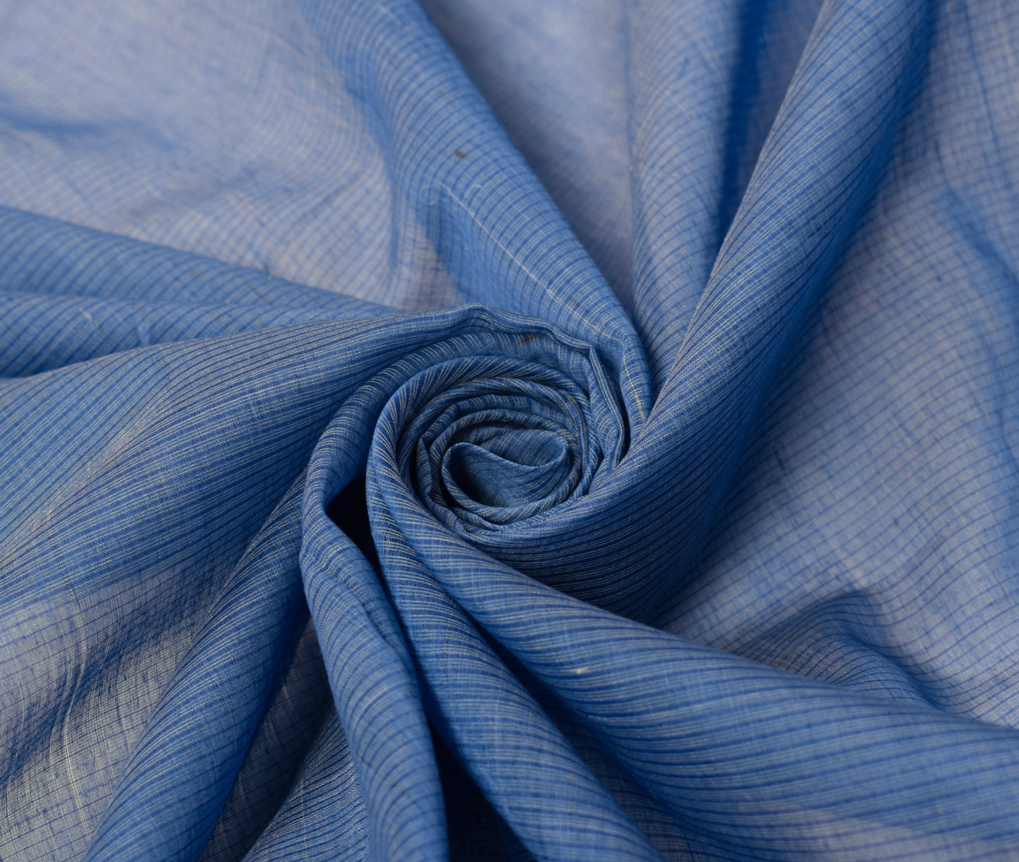 Sushila Vintage Hand Woven Scrap Dupatta Pure Cotton Blue Long Stole Scarves