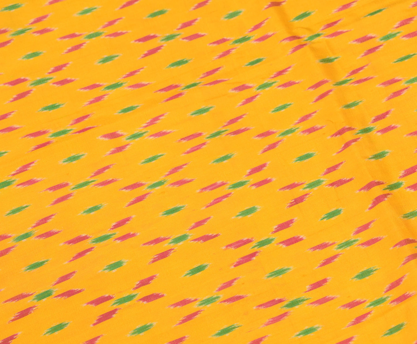 Sushila Vintage Ikat Scrap Dupatta Pure Silk Hand Woven Yellow Craft Long Stole