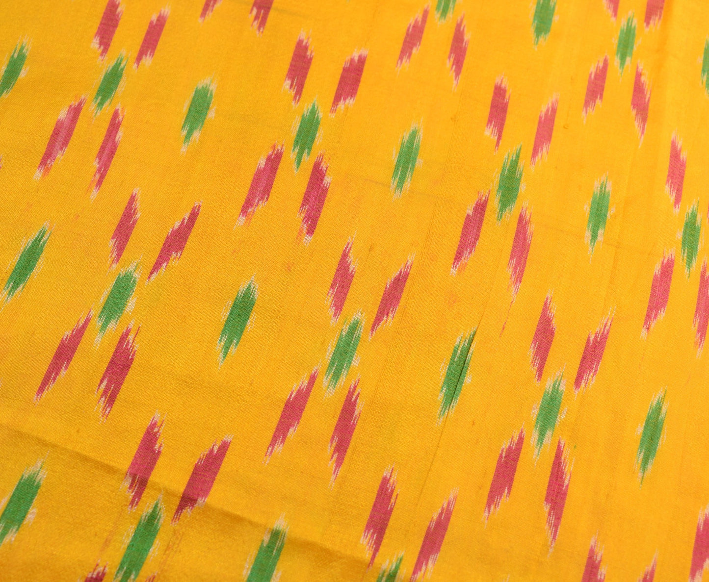 Sushila Vintage Ikat Scrap Dupatta Pure Silk Hand Woven Yellow Craft Long Stole