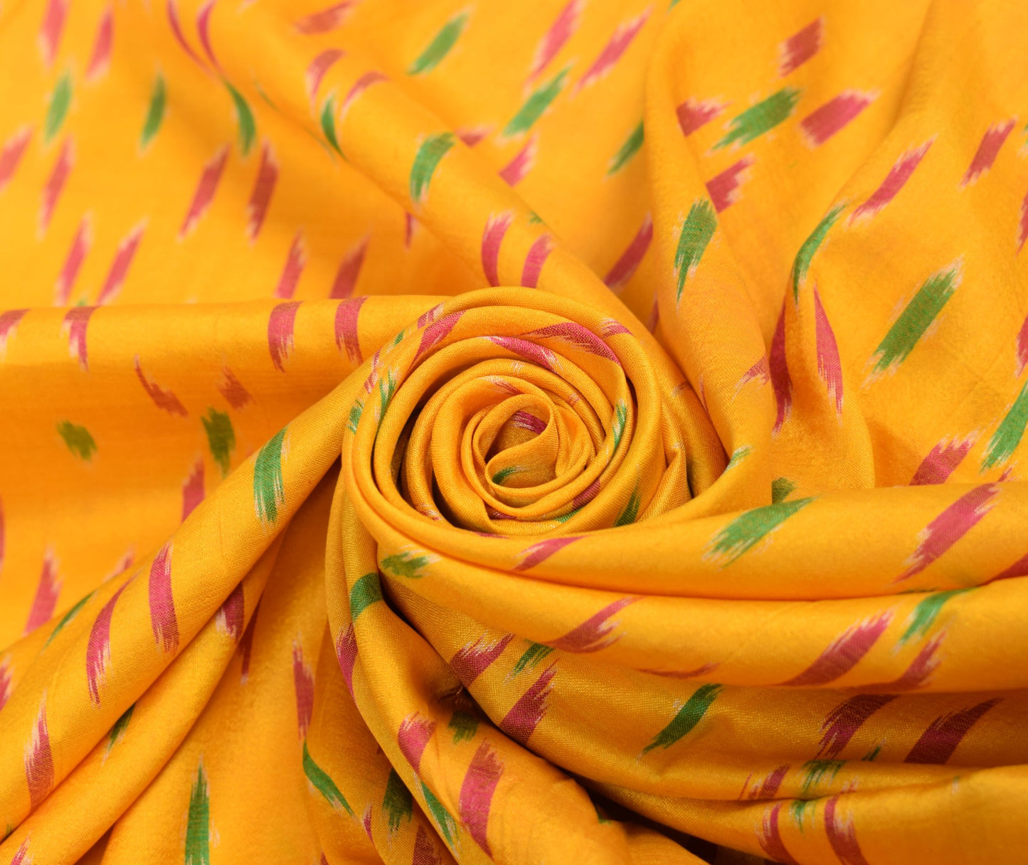 Sushila Vintage Ikat Scrap Dupatta Pure Silk Hand Woven Yellow Craft Long Stole