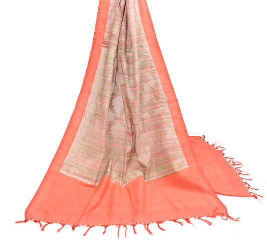 Sushila Vintage Art Cotton Silk Scrap Dupatta Woven Multi-Color Long Stole Wrap