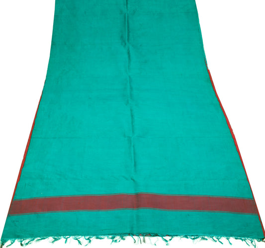 Sushila Vintage Teal Blue Sari Remnant Scrap Multi Purpose PureSilk Craft Fabric