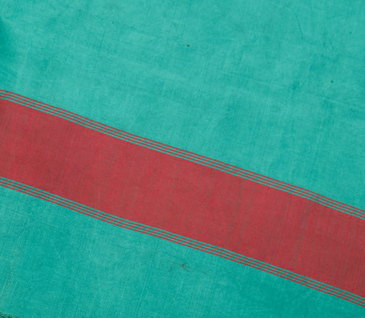 Sushila Vintage Teal Blue Sari Remnant Scrap Multi Purpose PureSilk Craft Fabric