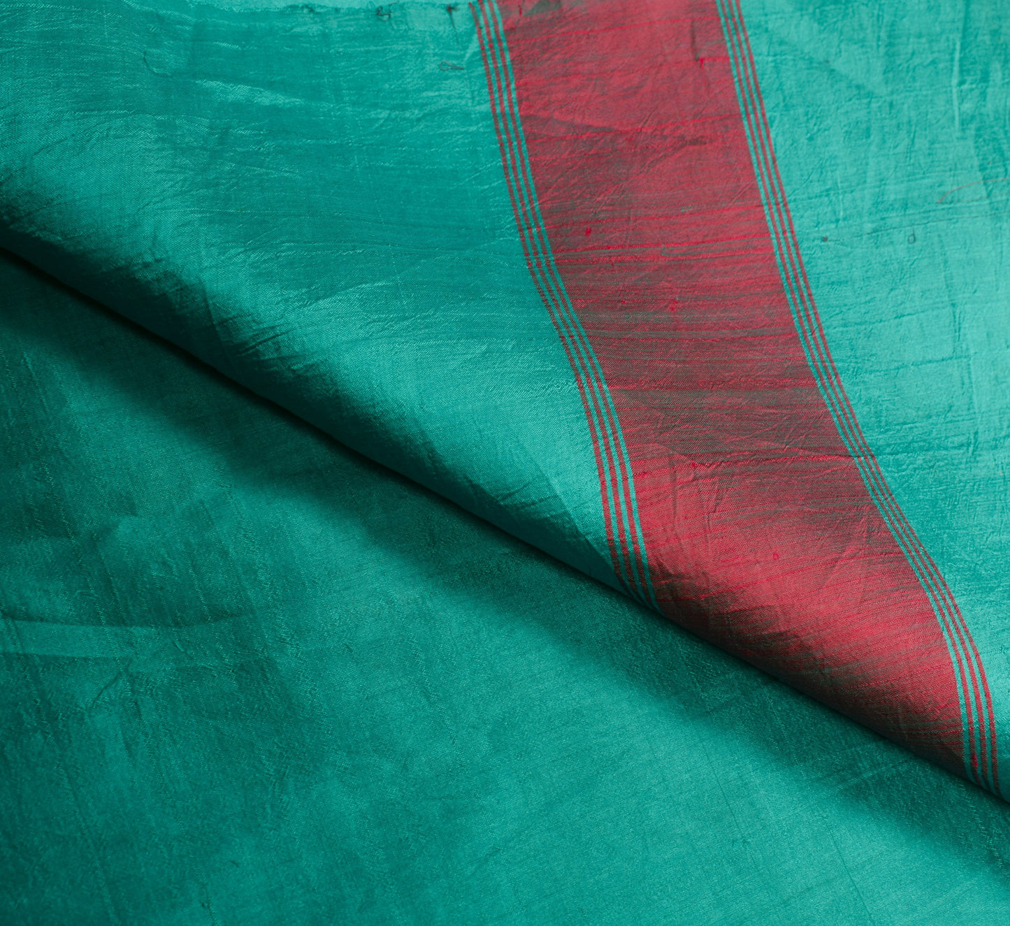 Sushila Vintage Teal Blue Sari Remnant Scrap Multi Purpose PureSilk Craft Fabric