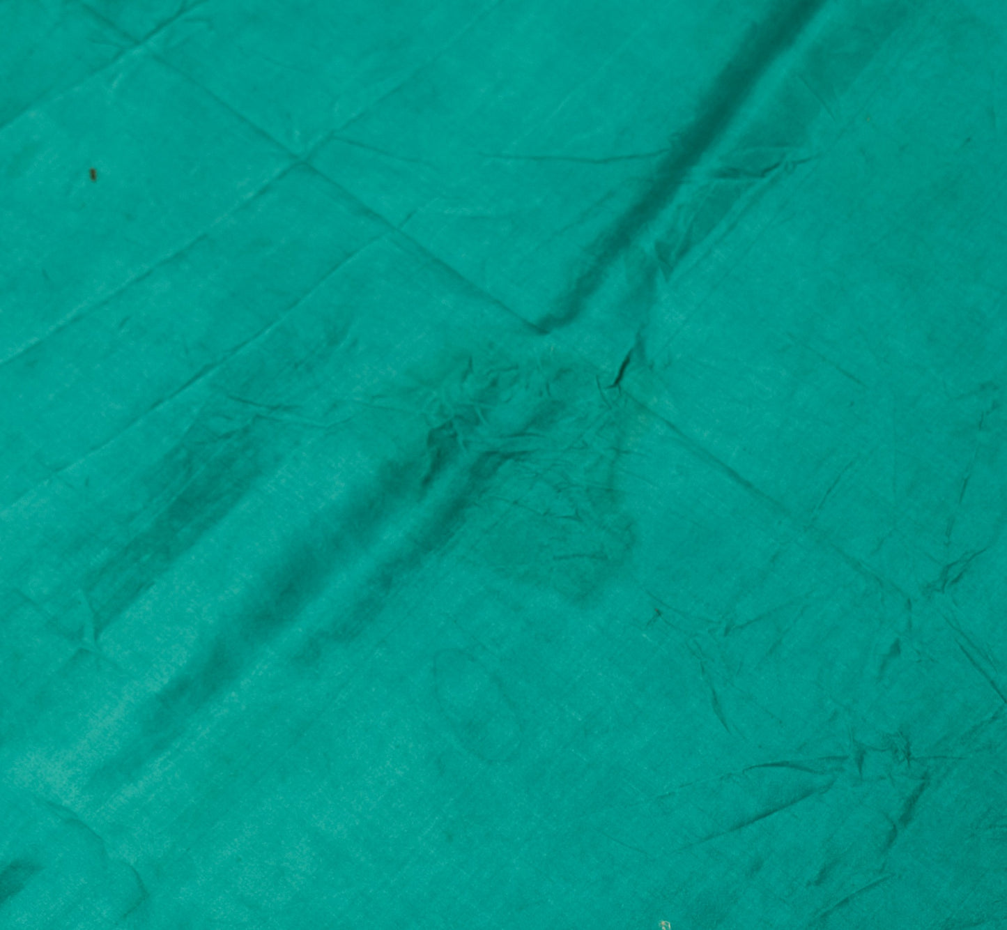 Sushila Vintage Teal Blue Sari Remnant Scrap Multi Purpose PureSilk Craft Fabric