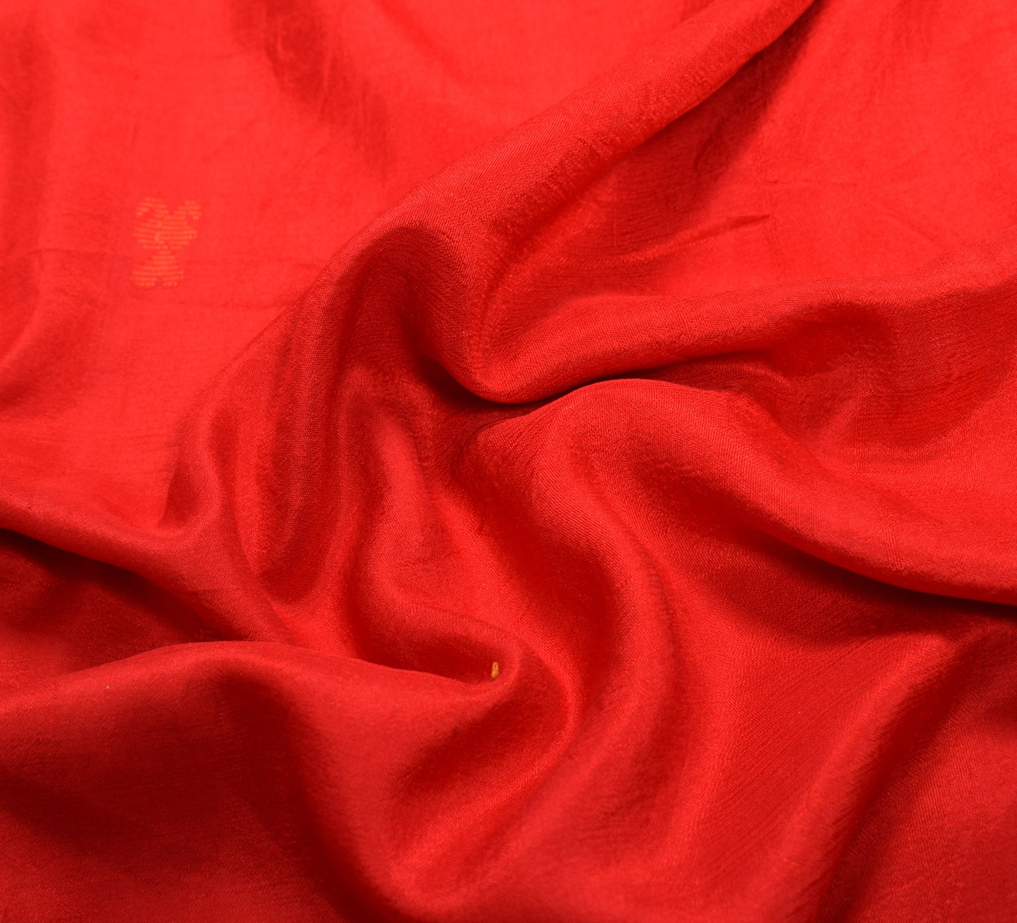 Sushila Vintage Red Sari Remnant Scrap Floral Woven Pure Silk Soft Craft Fabric