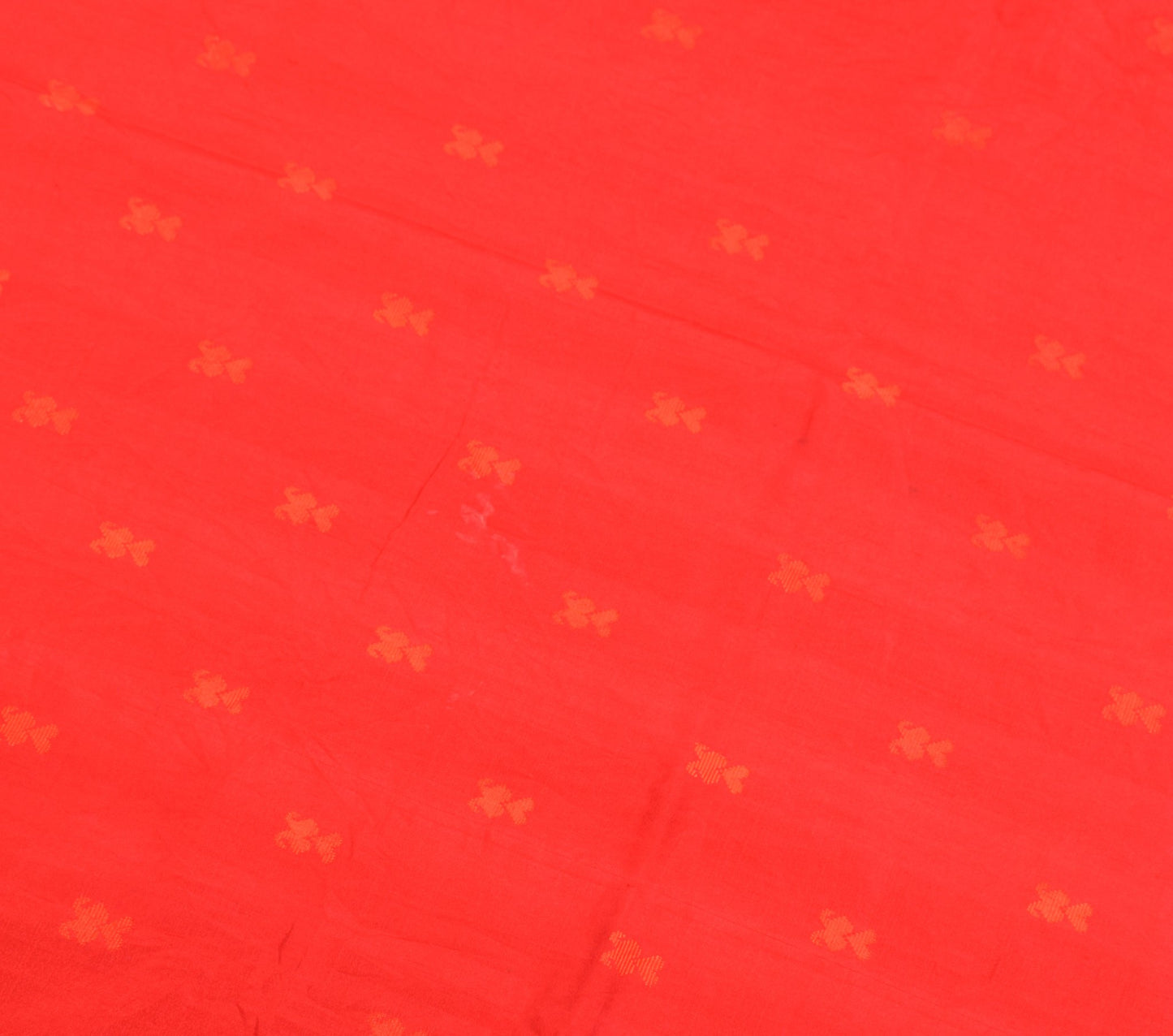 Sushila Vintage Red Sari Remnant Scrap Floral Woven Pure Silk Soft Craft Fabric