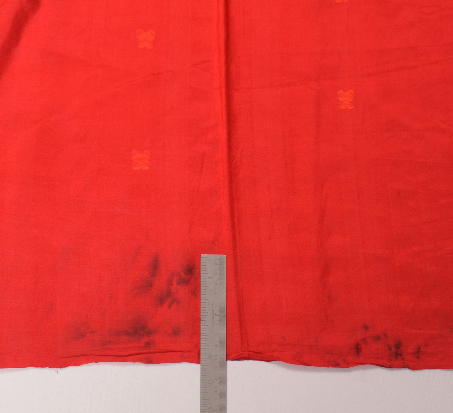 Sushila Vintage Red Sari Remnant Scrap Floral Woven Pure Silk Soft Craft Fabric