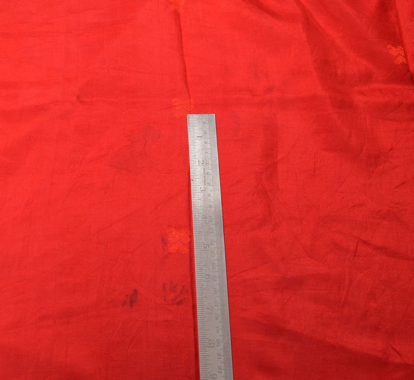 Sushila Vintage Red Sari Remnant Scrap Floral Woven Pure Silk Soft Craft Fabric