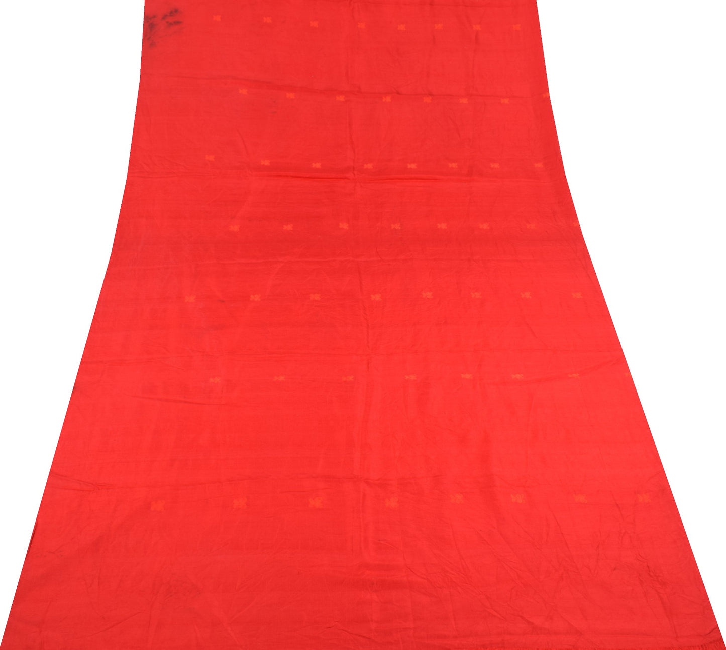 Sushila Vintage Red Sari Remnant Scrap Floral Woven Pure Silk Soft Craft Fabric