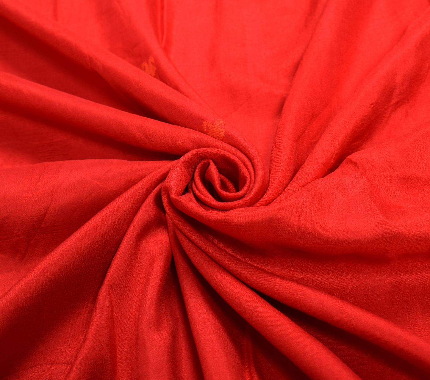 Sushila Vintage Red Sari Remnant Scrap Floral Woven Pure Silk Soft Craft Fabric