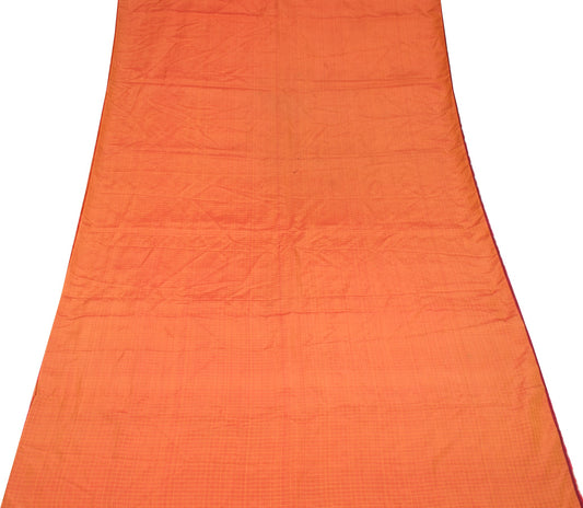 Sushila Vintage Mustard Dual Tone Sari Remnant Scrap Pure Silk Soft Craft Fabric