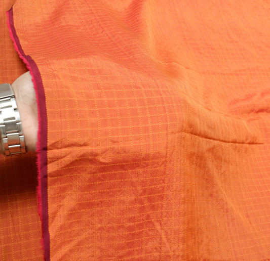 Sushila Vintage Mustard Dual Tone Sari Remnant Scrap Pure Silk Soft Craft Fabric