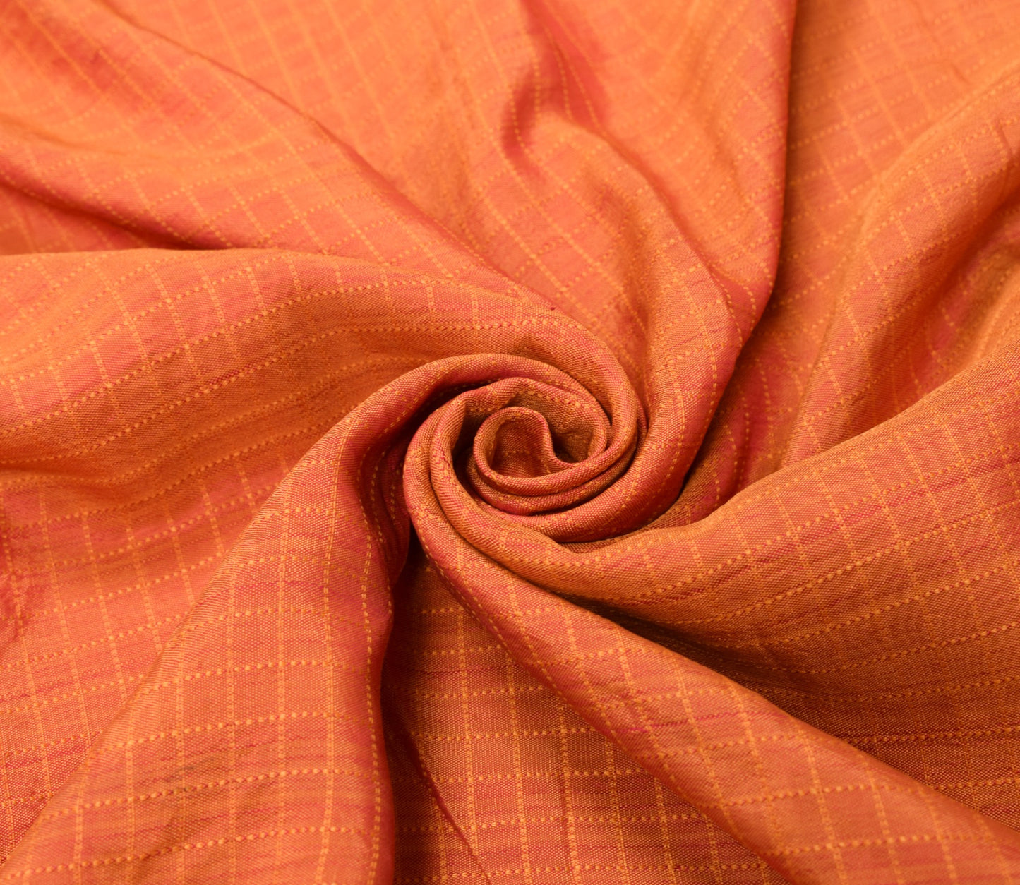 Sushila Vintage Mustard Dual Tone Sari Remnant Scrap Pure Silk Soft Craft Fabric