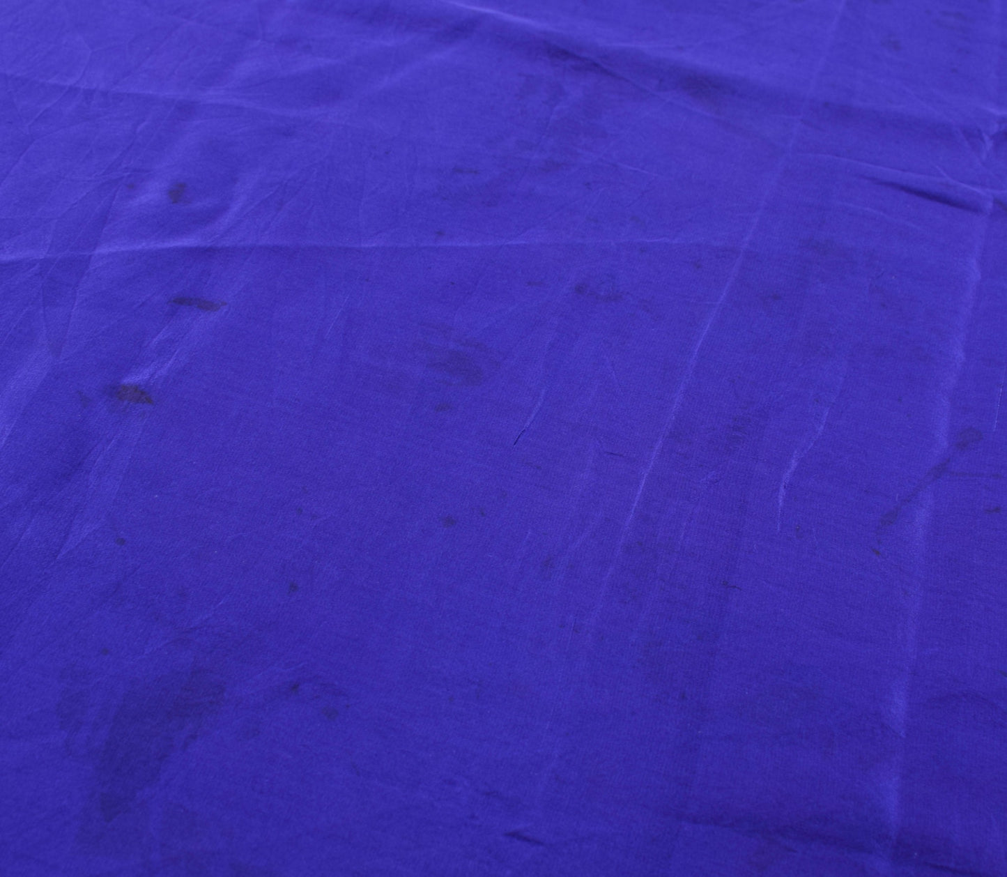 Sushila Vintage Blue 4Yds Sari Remnant Scrap Pure Crepe Silk Soft Craft Fabric