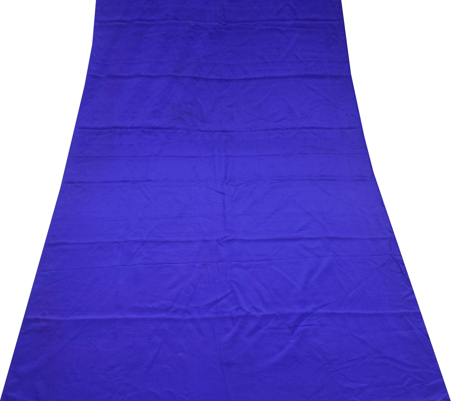 Sushila Vintage Blue 4Yds Sari Remnant Scrap Pure Crepe Silk Soft Craft Fabric