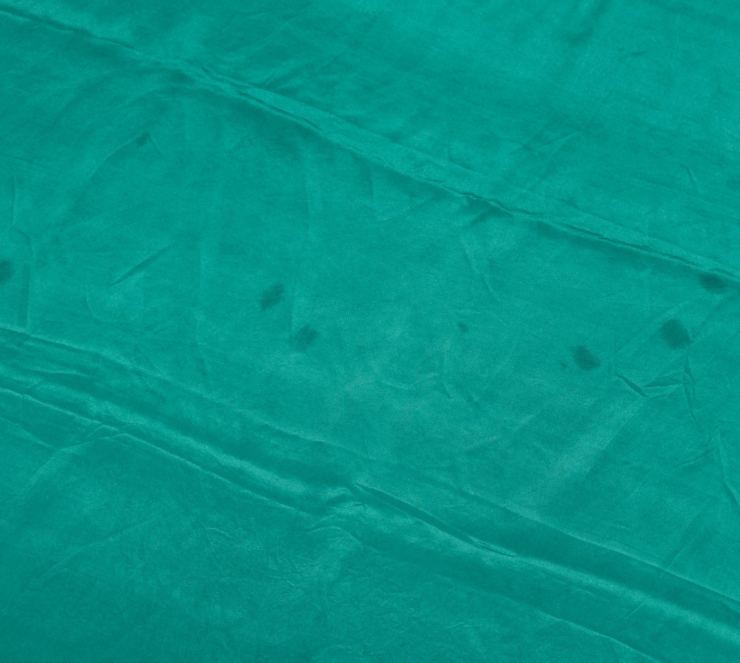 Sushila Vintage Teal Blue 5Yds Sari Remnant Scrap Pure Crepe Silk Craft Fabric