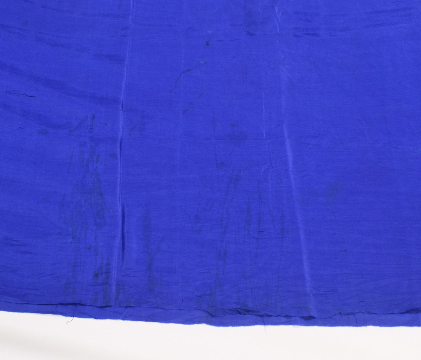 Sushila Vintage Blue 5Yds Sari Remnant Scrap Pure Crepe Silk Soft Craft Fabric