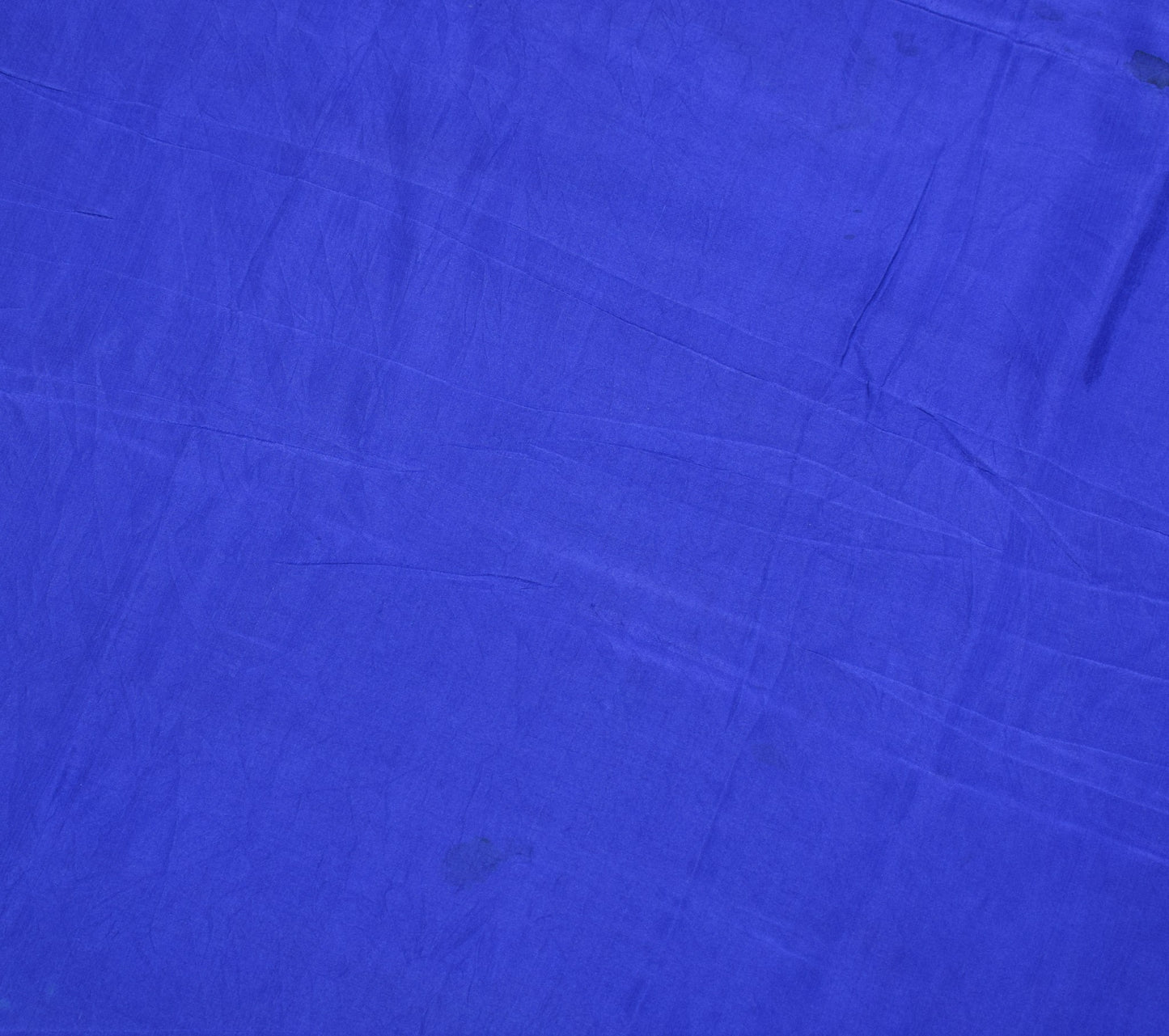 Sushila Vintage Blue 5Yds Sari Remnant Scrap Pure Crepe Silk Soft Craft Fabric