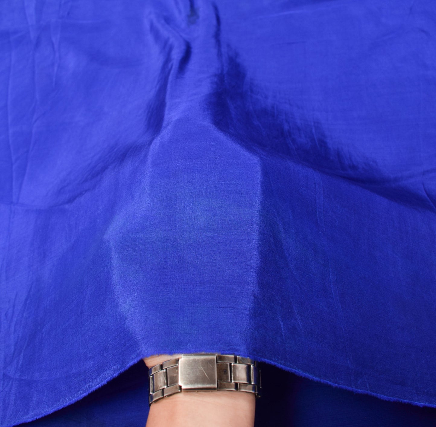Sushila Vintage Blue 5Yds Sari Remnant Scrap Pure Crepe Silk Soft Craft Fabric