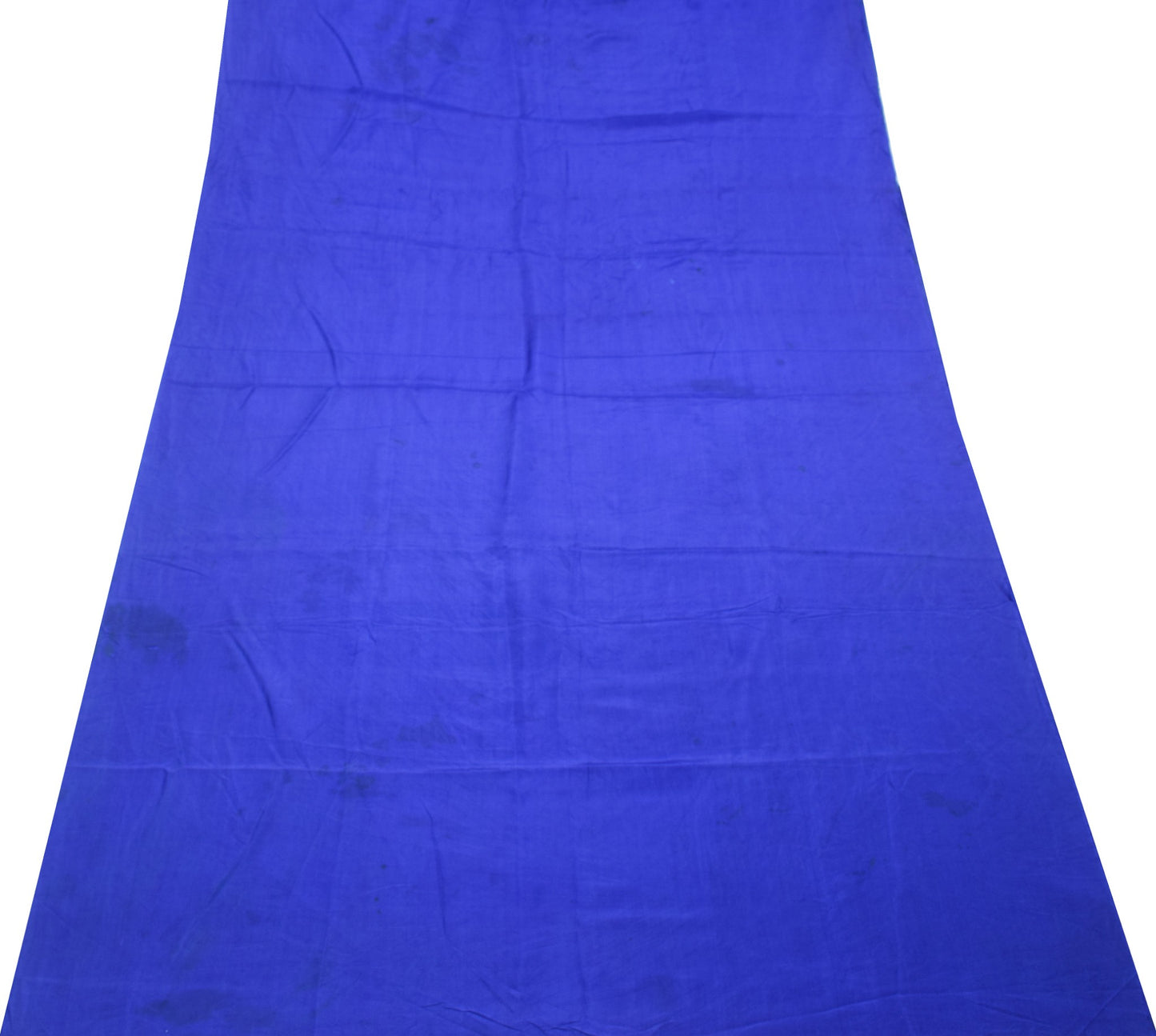 Sushila Vintage Blue 5Yds Sari Remnant Scrap Pure Crepe Silk Soft Craft Fabric