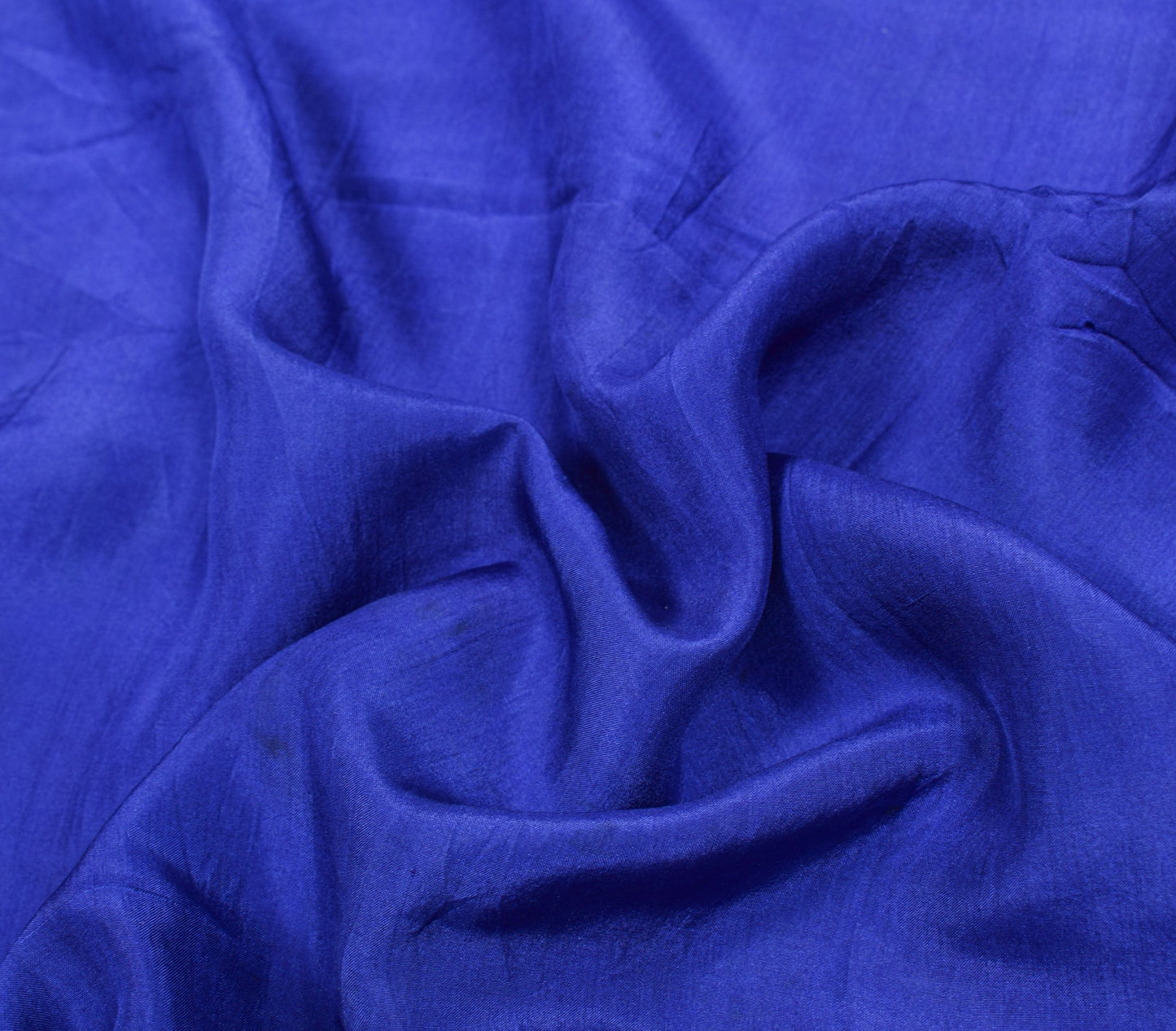 Sushila Vintage Blue 5Yds Sari Remnant Scrap Pure Crepe Silk Soft Craft Fabric