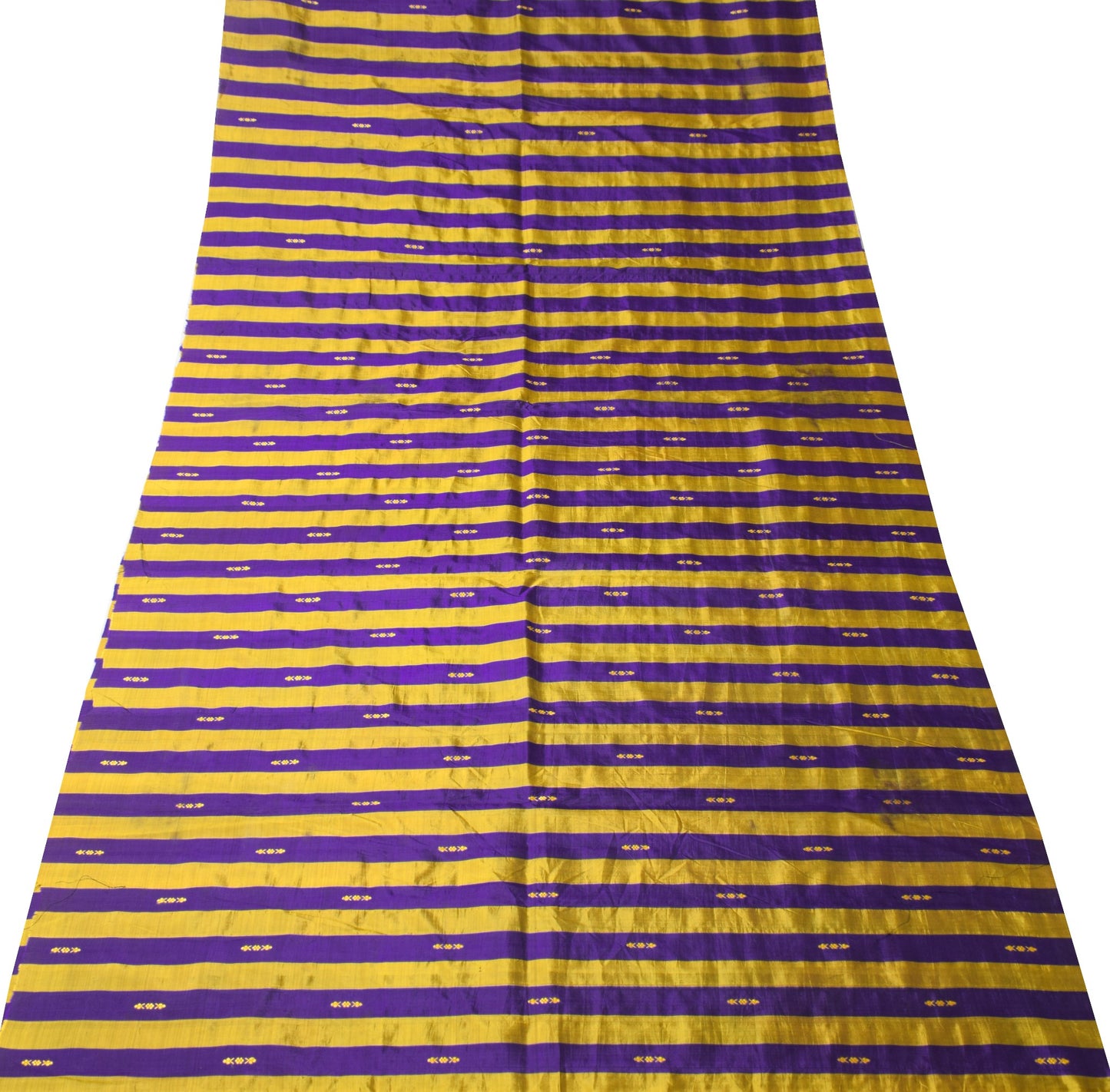 Sushila Vintage Purple Gold Sari Remnant Scrap Pure Silk Woven Soft Craft Fabric