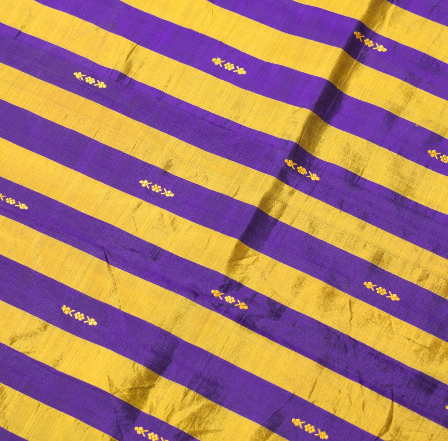 Sushila Vintage Purple Gold Sari Remnant Scrap Pure Silk Woven Soft Craft Fabric