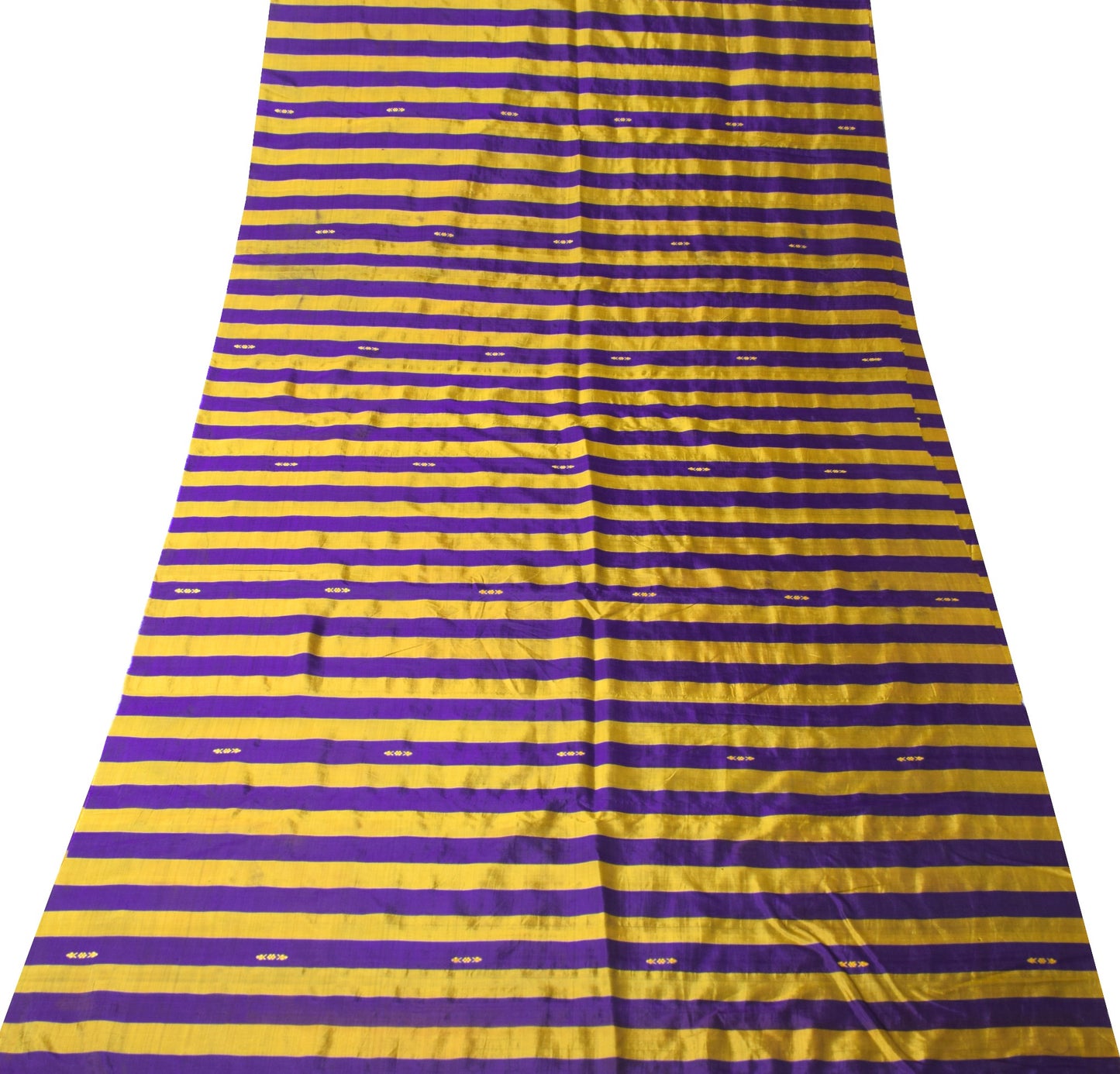 Sushila Vintage Purple Gold Sari Remnant Scrap Pure Silk Woven Soft Craft Fabric