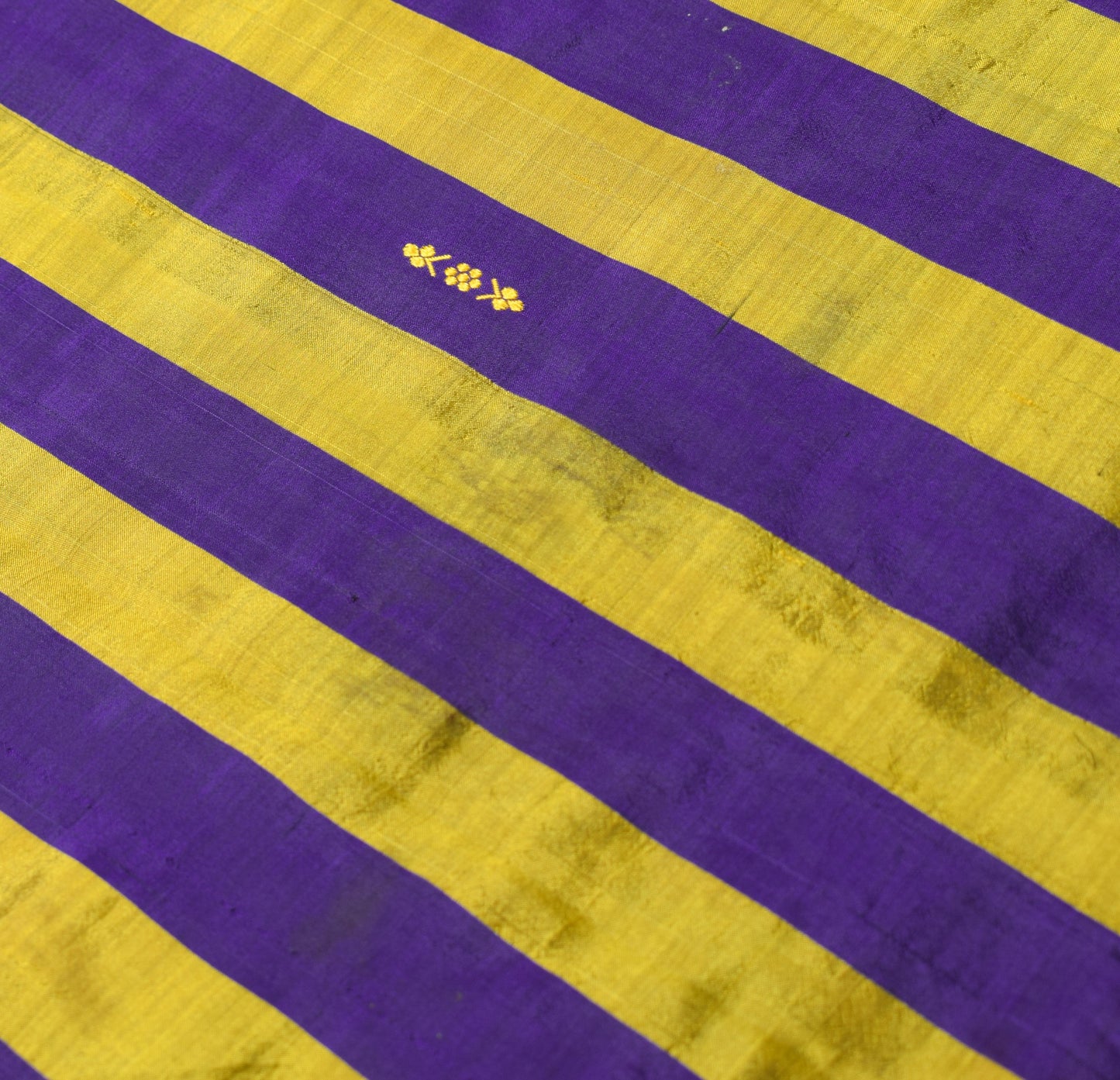 Sushila Vintage Purple Gold Sari Remnant Scrap Pure Silk Woven Soft Craft Fabric