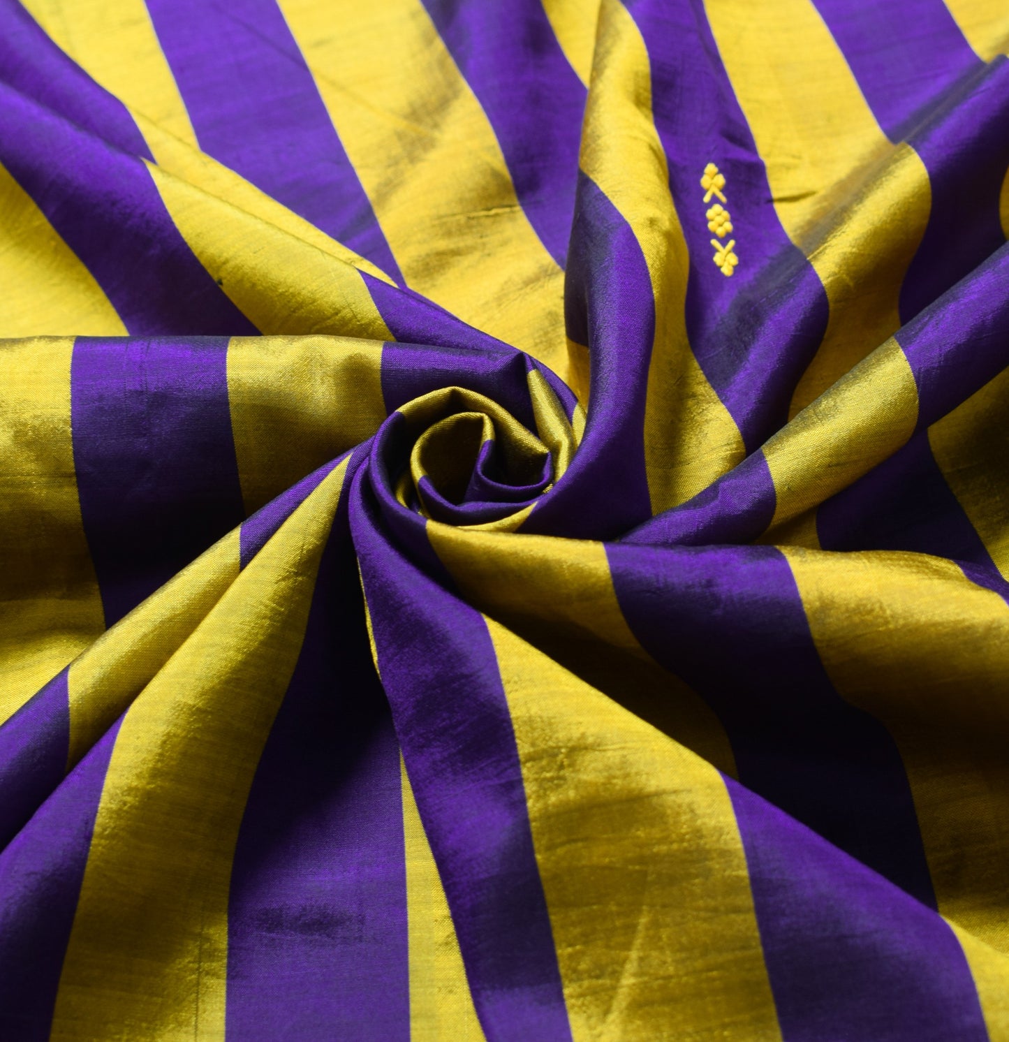 Sushila Vintage Purple Gold Sari Remnant Scrap Pure Silk Woven Soft Craft Fabric