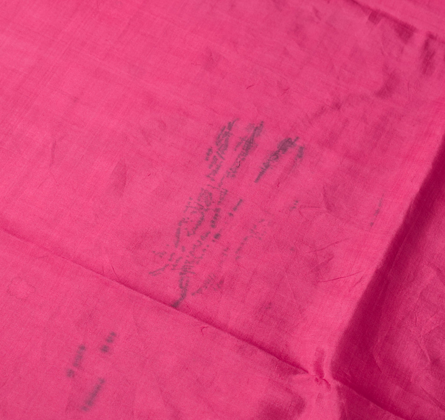 Sushila Vintage Magenta Sari Remnant Scrap Pure Silk Plain Soft Craft Fabric