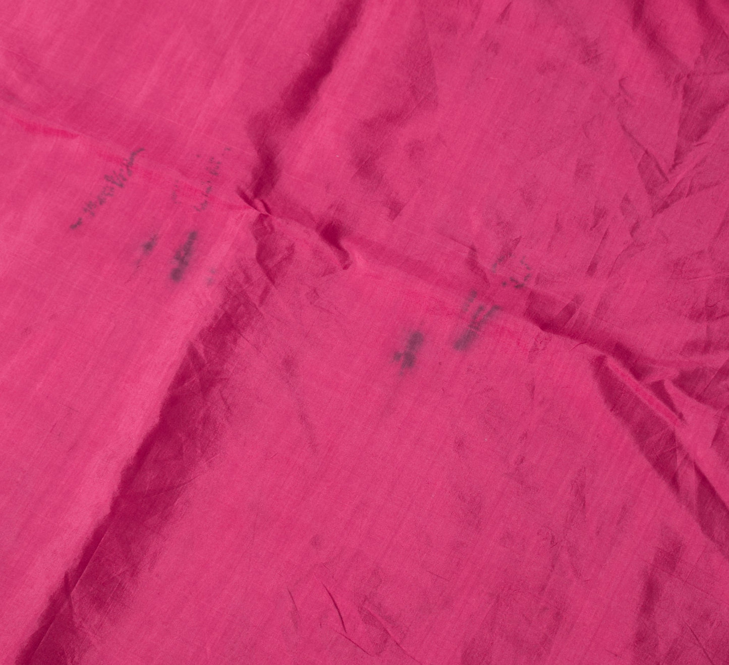 Sushila Vintage Magenta Sari Remnant Scrap Pure Silk Plain Soft Craft Fabric