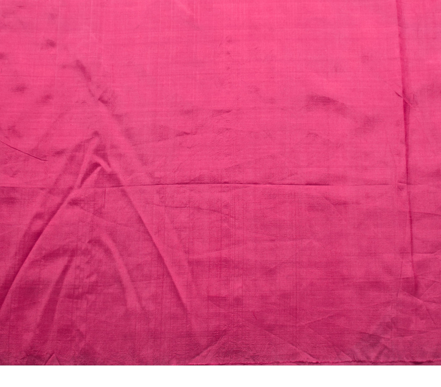 Sushila Vintage Magenta Sari Remnant Scrap Pure Silk Plain Soft Craft Fabric