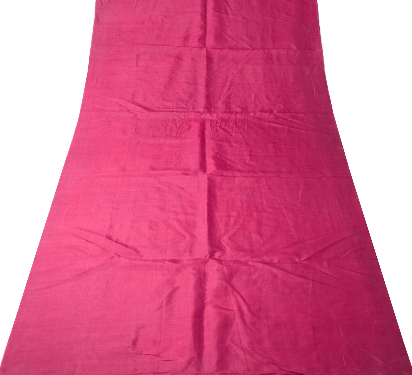 Sushila Vintage Magenta Sari Remnant Scrap Pure Silk Plain Soft Craft Fabric