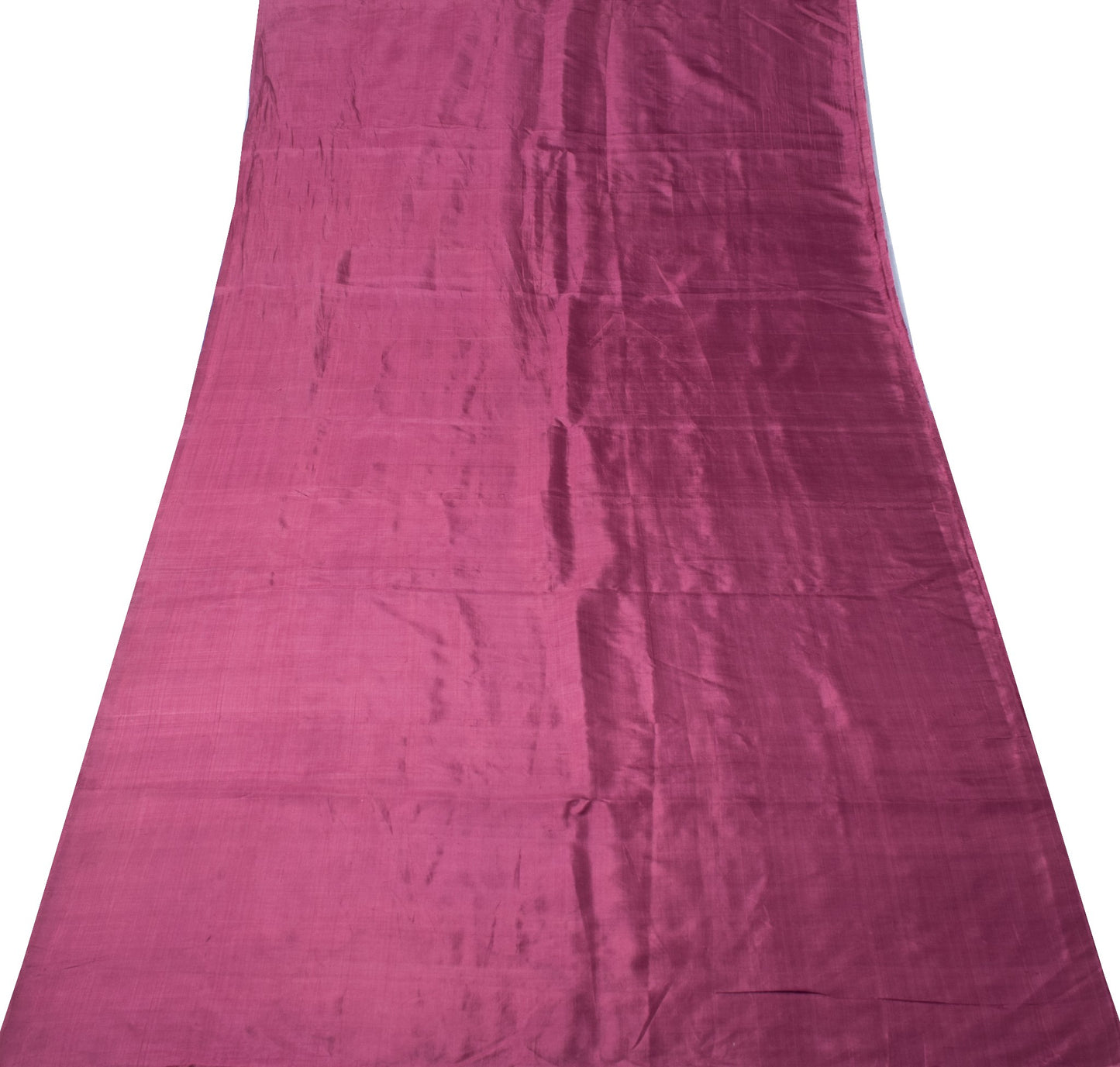 Sushila Vintage Dark Raspberry Sari Remnant Scrap Pure Silk Plain Craft Fabric