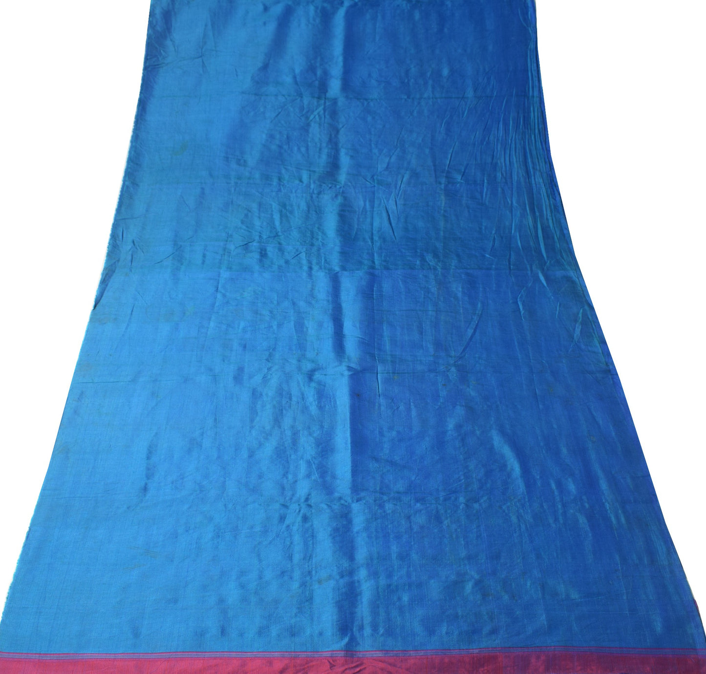 Sushila Vintage Blue Sari Remnant Scrap Multi Purpose Pure Silk 5YD Craft Fabric
