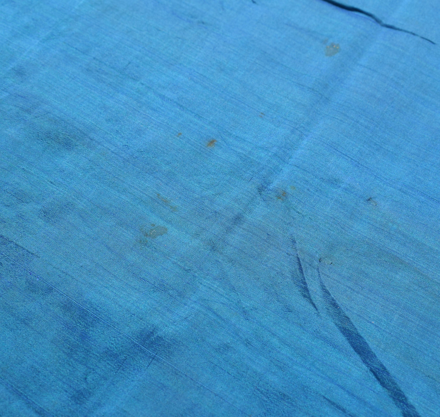 Sushila Vintage Blue Sari Remnant Scrap Multi Purpose Pure Silk 5YD Craft Fabric