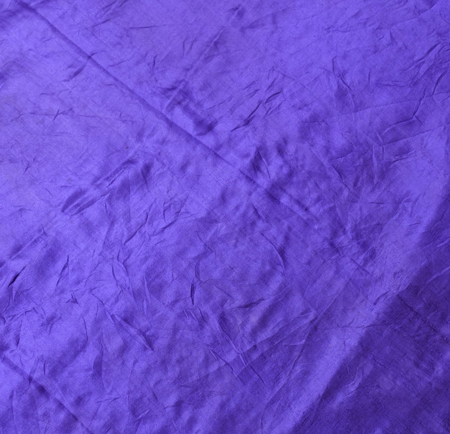 Sushila Vintage Plain Blue Sari Remnant Scrap Woven Pure Silk 4YD Craft Fabric