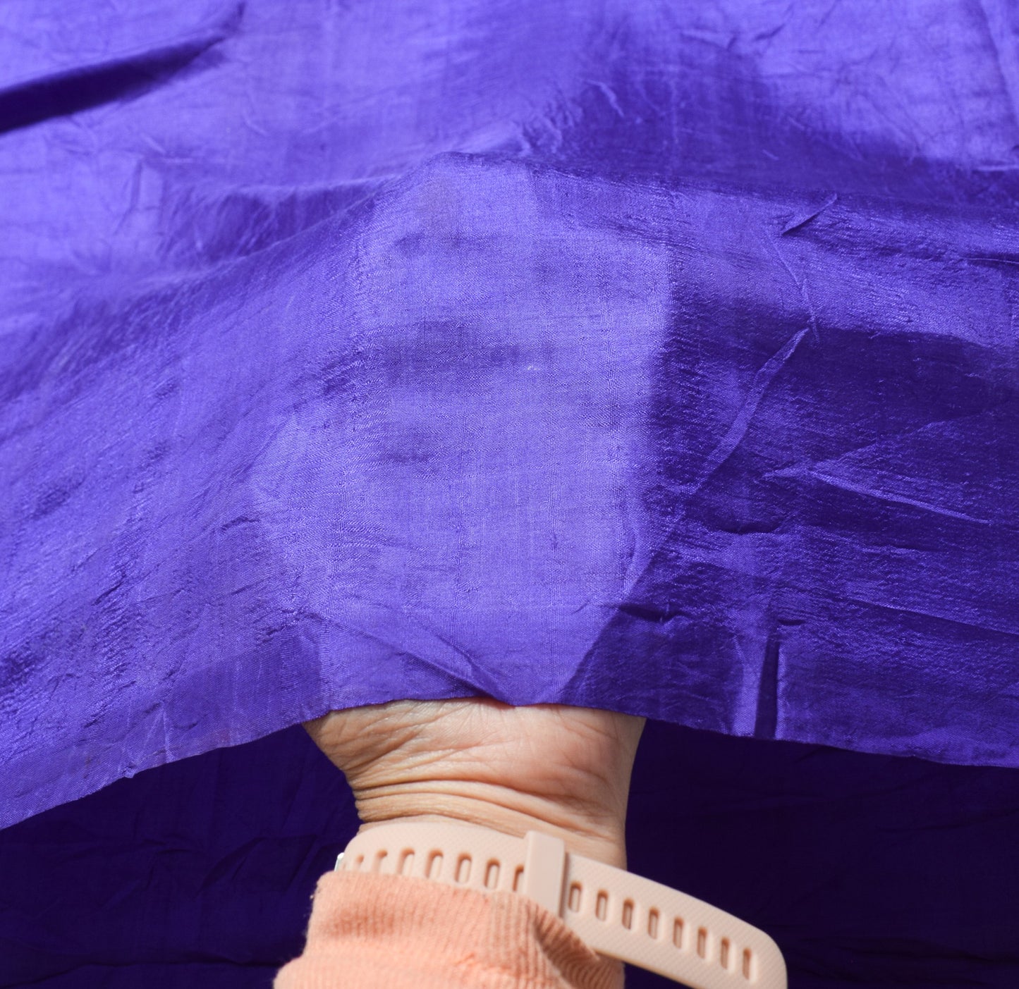 Sushila Vintage Plain Blue Sari Remnant Scrap Woven Pure Silk 4YD Craft Fabric