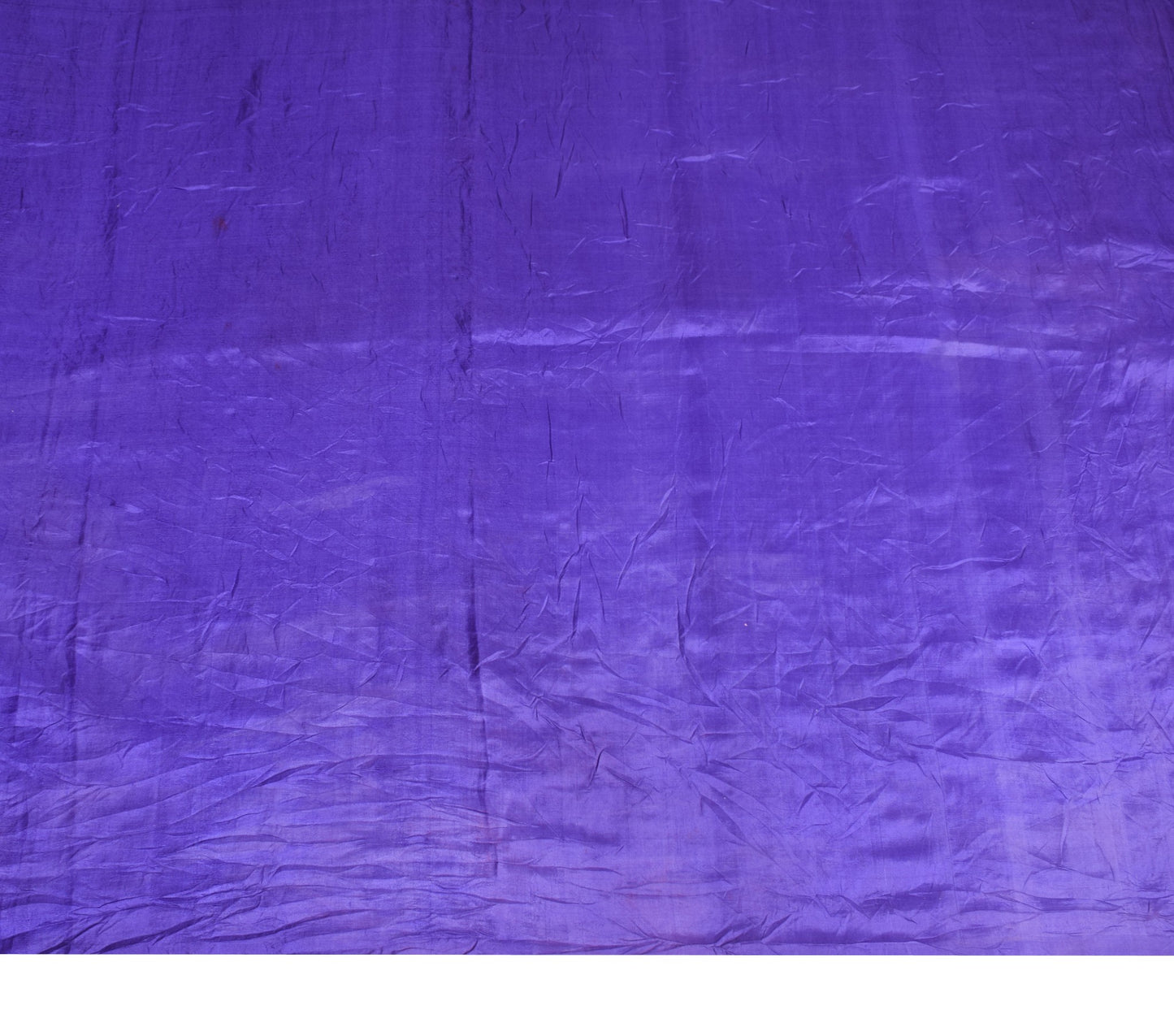 Sushila Vintage Plain Blue Sari Remnant Scrap Woven Pure Silk 4YD Craft Fabric